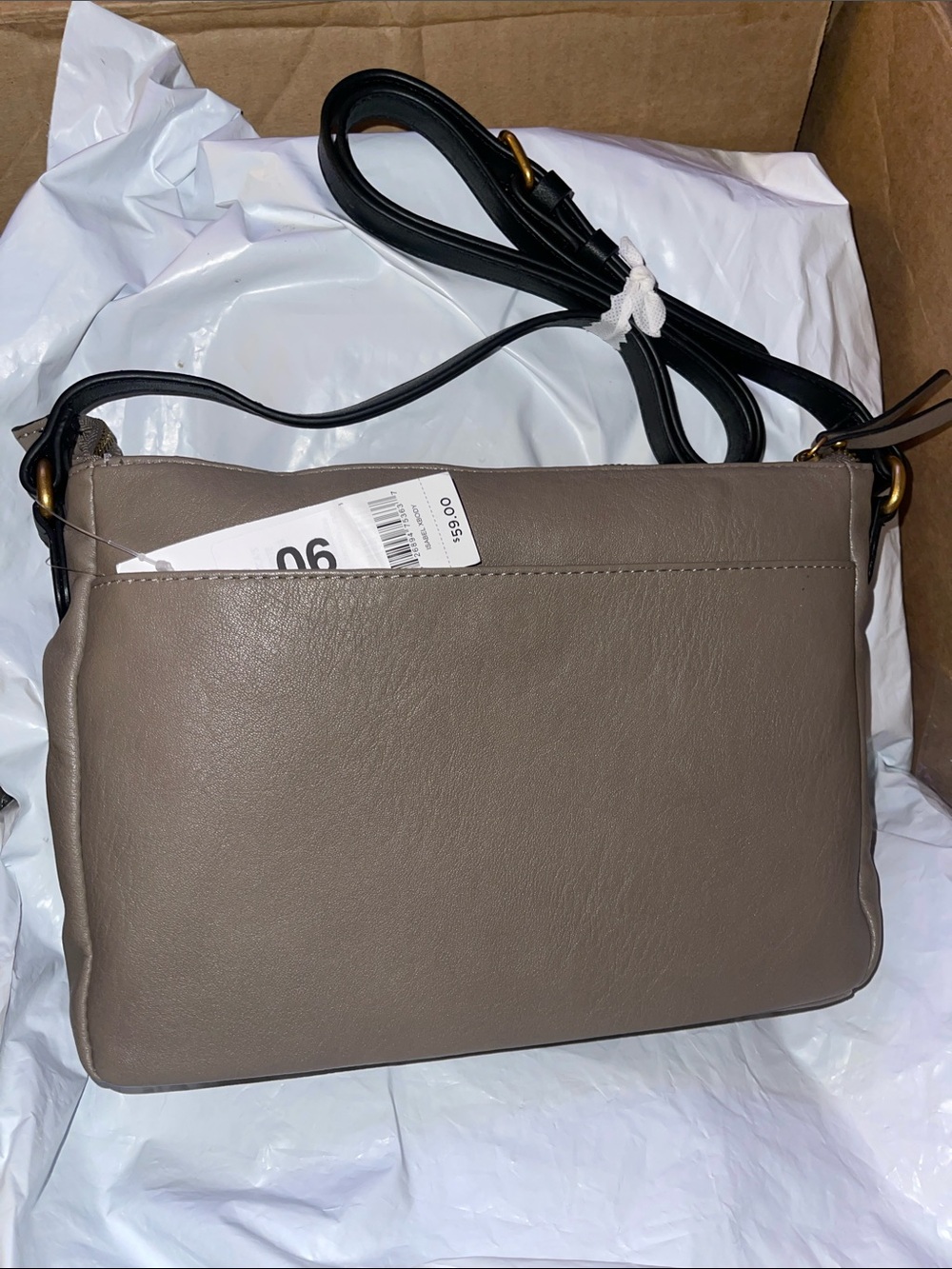 Rosetti Taupe Crossbody with Black Accents and Gold Hardware - Picture 3 of 6